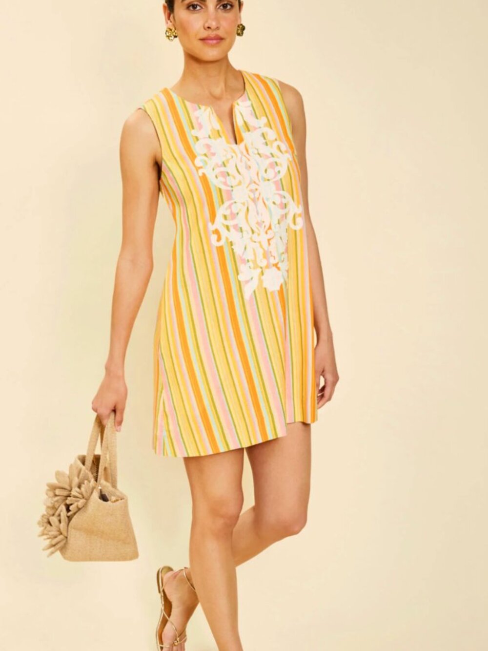 Mestiza Belize Shift Caftan Mini Dress Size Small